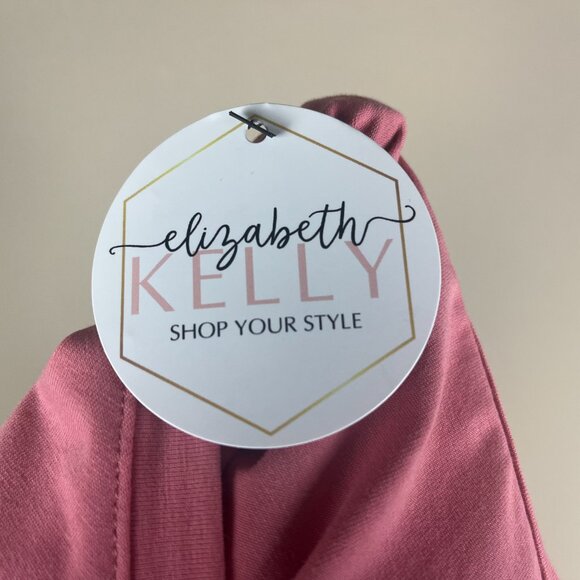 Elizabeth Kelly NWT Crew Neck Tee Top Plus Size 2XL Salmon Pink, Ruffled Pocket - Picture 7 of 10